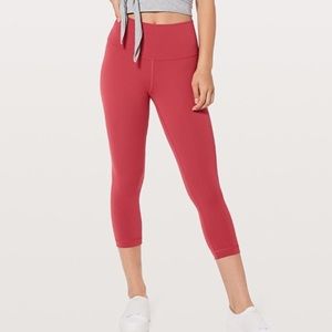 Lululemon wonder under crops, vintage rose color